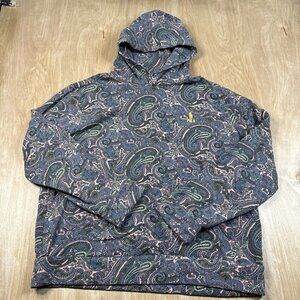 Polo Ralph Lauren Paisley Print Long Sleeve Pullover Fleece Hoodie Size XL